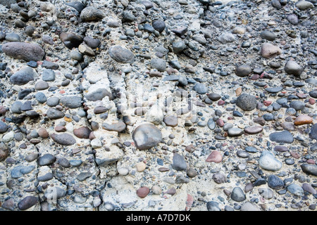 Close up di rocce sedimentarie strati di roccia a picco sul mare nel centro di Oregon USA Foto Stock