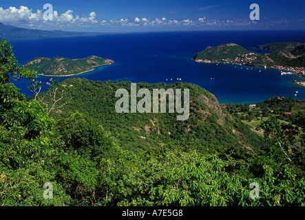 Panoramica, Porto, Porto, città, Le Bourg, Terre-de-Haut des Saintes, Les Saintes, Guadalupa, French West Indies Foto Stock