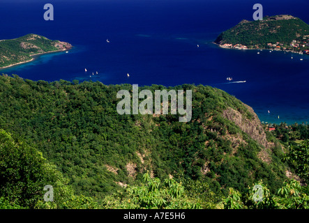 Panoramica, Porto, Porto, città, Le Bourg, Terre-de-Haut des Saintes, Les Saintes, Guadalupa, French West Indies Foto Stock