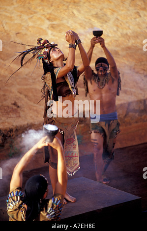 Il Messico e la Riviera Maya, piano show a Xcaret. Foto Stock