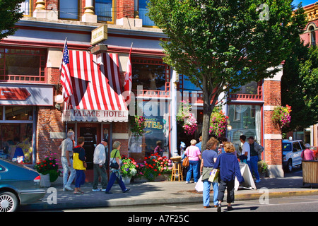 Vista esterna Palace Hotel sul Water Street Port Townsend Washington Foto Stock