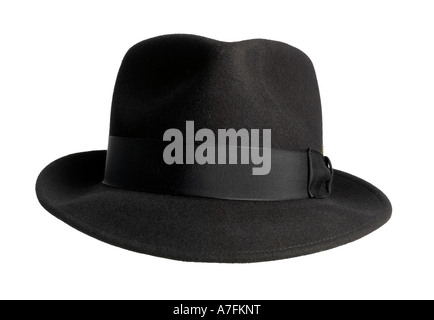 In feltro nero cappello Fedora Foto Stock