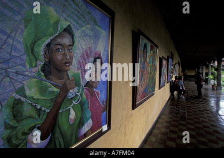 Costa Rica, San Jose. Le donne al Museo Nazionale, la pittura di Ana Cecilia Woodbridge Foto Stock