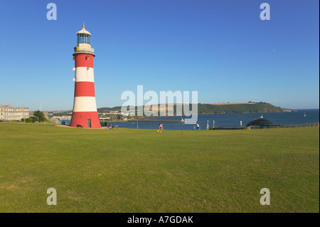 Smeatons Tower uno del mondo s prima di fari ora sulla Hoe Plymouth Devon Gran Bretagna Foto Stock