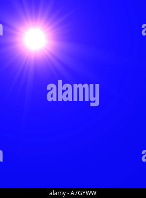 Concetto vista di Sun nel luminoso cielo blu Foto Stock