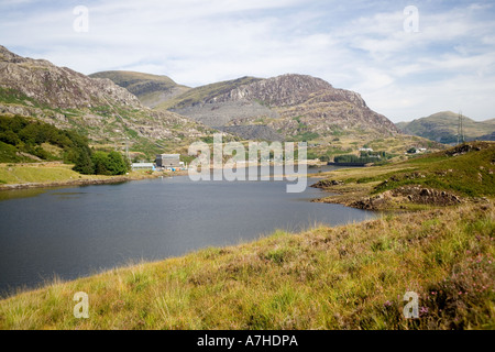 Serbatoio e hydro centrale elettrica a Tanygrisiau,Blaenau Ffestiniog,north Wales, Regno Unito Foto Stock