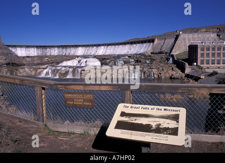 Stati Uniti d'America, Lewis e Clark Trail, Montana, Great Falls, Fiume Missouri, domati dalla diga di Ryan Foto Stock