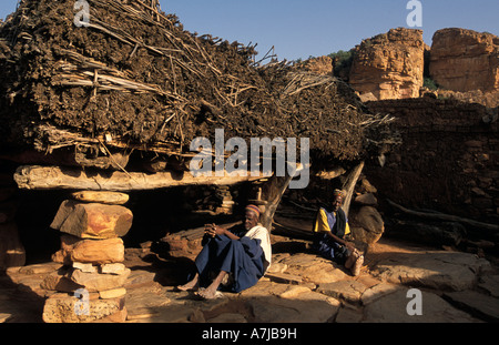 Casa palava o togu na, un luogo di incontro riservato agli uomini, Songo, Paese Dogon del Mali Foto Stock