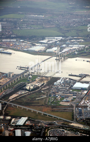 Vista aerea della Queen Elizabeth II Bridge, Dartford di Thurrock, Regno Unito Foto Stock