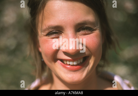 Felice giovane donna Foto Stock