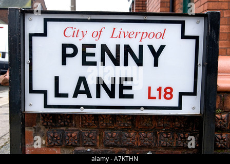 Penny Lane street accedi Allerton Liverpool Foto Stock