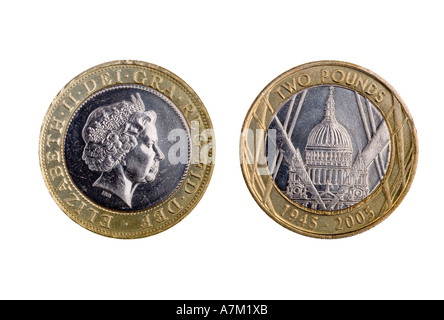 2005 GBP REGNO UNITO due pound coin con la cattedrale di St Paul Foto Stock