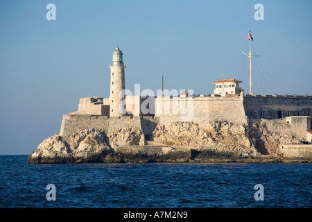 Faro El Morro all'entrata del porto di Havana Cuba Foto Stock