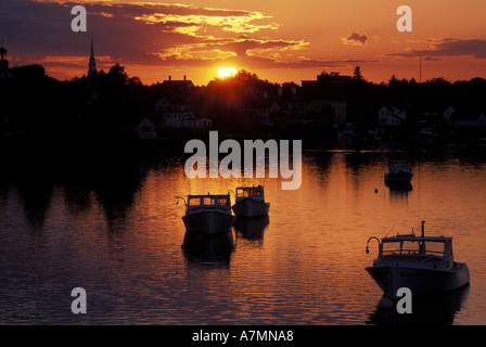 America del Nord, noi, NH, Portsmouth Porto. Barche. Il tramonto. La Nuova Inghilterra Scenic. Giugno. Foto Stock