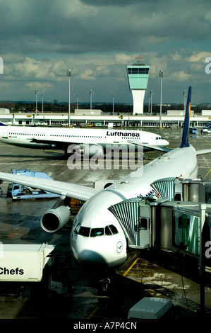 Munchen De Franz J Straus aereo aeroporto Lufthansa Foto Stock