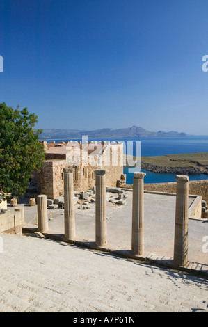 Acropoli di Lindos Lindos, Rodi, Grecia Foto Stock