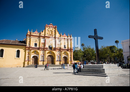 San Cristobal Cattedrale di San Cristobal de Las Casas, Chiapas Provincia, Messico Foto Stock