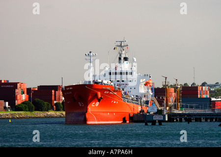 Industria di spedizione / a prodotti chimici alla rinfusa nave da carico nel porto di Melbourne' Melbourne Victoria Australia. Foto Stock