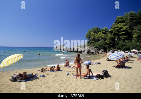 La Grecia, l'isola di Corfù, Glyfada Beach Foto Stock