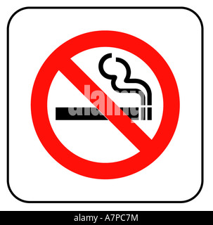 Rosso Simbolo di vietato fumare su sfondo bianco Foto Stock