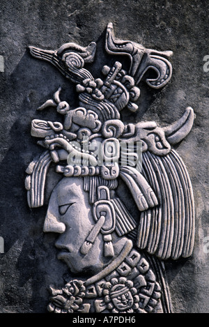 Messico Chiapas Palenque, Maya, sito archeologico maya, rappresentazione affresco Foto Stock