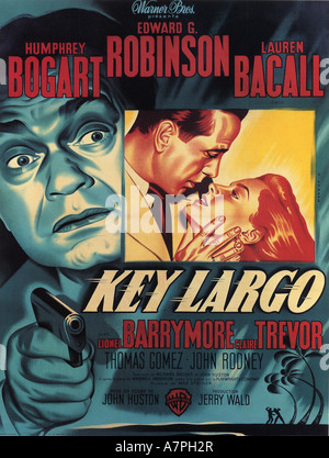 KEY LARGO poster per 1948 Warner film con Humphrey Bogart e Lauren Bacall Foto Stock