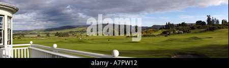 Il Kings Course dal Dormy Clubhouse veranda del Gleneagles Hotel Perthshire Scozia Scotland Foto Stock