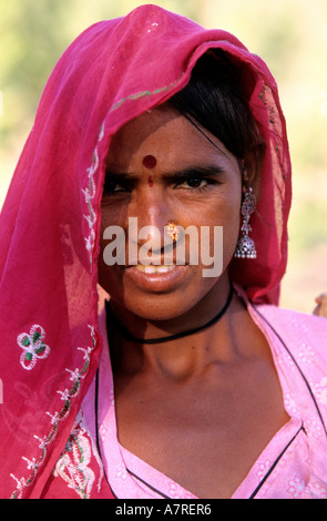 India Rajasthan, ritratto di donna Foto Stock