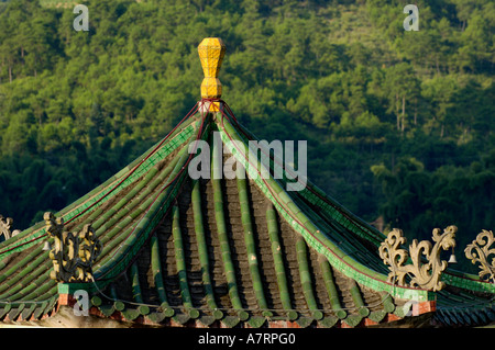 Cina guangxi yangshuo un tipico padiglione sul fiume li al tramonto Foto Stock