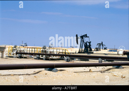 Pompa olio in campo, Jiddat al-Harasis, Oman, Emirati Arabi Uniti Foto Stock