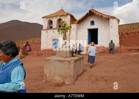 Chiesa di MACHUCA (2004) in un insediamento di Atacama deserto di Atacama Cile Foto Stock