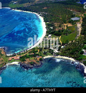 Vista aerea della costa, Grenadine, isole Windward, Grenada Foto Stock