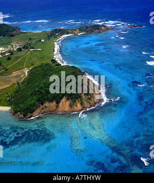 Vista aerea della costa, Grenadine, isole Windward, Grenada Foto Stock