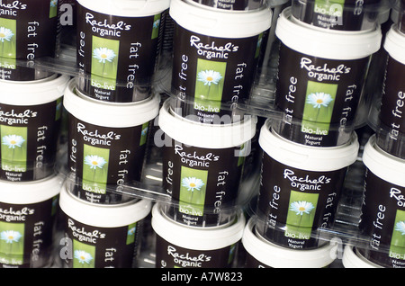 Produzione Rachels biologici yogurt fatto con solo latte approvati da allevamenti biologici Aberystwth West Wales Foto Stock