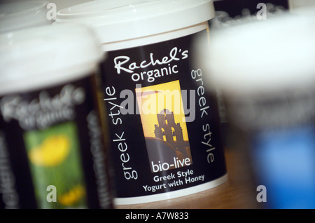 Produzione Rachels biologici yogurt fatto con solo latte approvati da allevamenti biologici Aberystwth West Wales Foto Stock