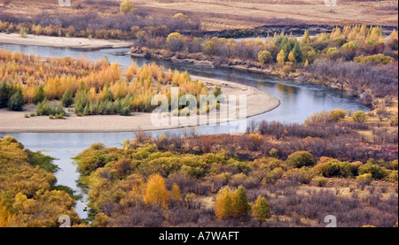 Autunno in Gen fiume Erguna della Mongolia Interna Regione Autonoma nel nord-ovest della Cina Foto Stock