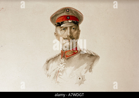 Guglielmo II, 27.1.1859 - 4.6.1941, imperatore tedesco 15.6.1888 - 9.11.1918, ritratto, litografia su scatola di sigari, circa 1914, collezione privata, , Foto Stock