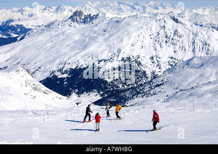 Nell area sciistica Trois Vallées, Alta Savoia in Francia Foto Stock