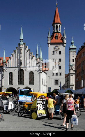 Il vecchio municipio, Marienplatz Monaco di Baviera, Baviera, Baviera, Germania Foto Stock