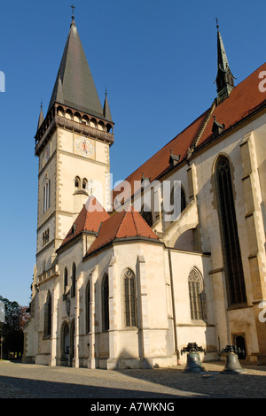 St Egidia chiesa presso la piazza della Città di Bardejov, Sito Patrimonio Mondiale dell'Unesco, Slovacchia Foto Stock