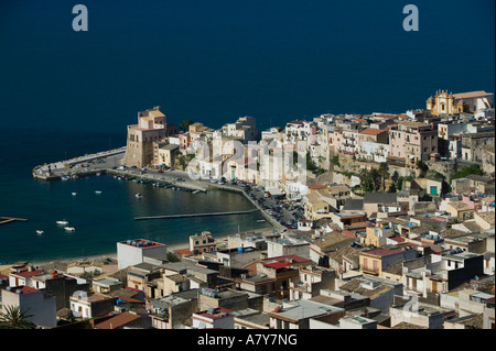 L'Italia, sicilia, Scopello, Castellamare del Golfo, antenna vista città Foto Stock