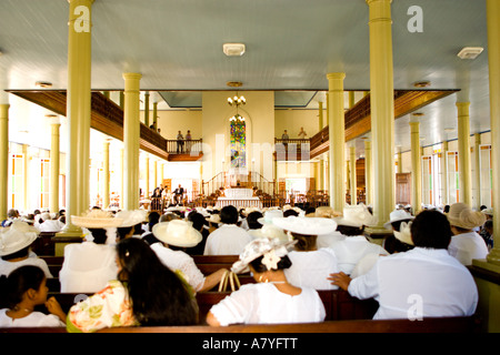 Eglise Evangelique de Polynese Francaise. La prima chiesa protestante in Papeete costruito nel 1818 Foto Stock