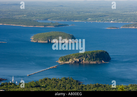 La vista della baia di Francese da Cadillac Mountain nel Maine USA Foto Stock