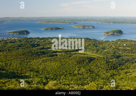 La vista della baia di Francese da Cadillac Mountain nel Maine USA Foto Stock