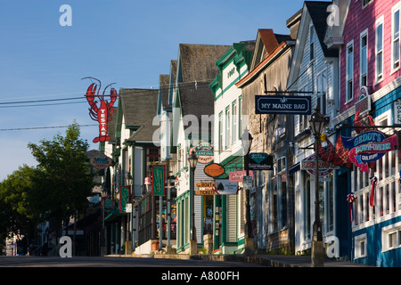 Strada principale in Bar Harbor, Maine. Mount Desert Island. Foto Stock