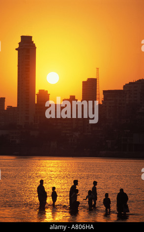 India, nello Stato del Maharashtra, Bombay (Mumbai), Chowpatty Beach Foto Stock