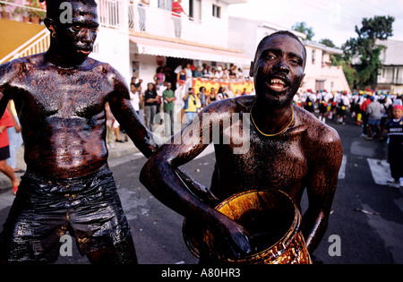 Francia, Martinica (Indie occidentali francesi), la regione centrale, San Giuseppe, marroons durante il carnevale Foto Stock