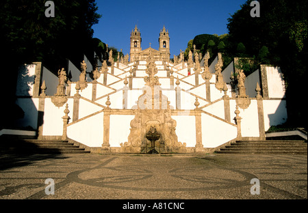 Il Portogallo, Costa Verde, Braga, Bom Jesus scalinata Foto Stock