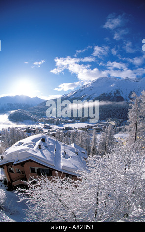 Vista su San Moritz svizzera Foto Stock