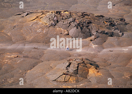 Gli escursionisti sul Kilauea Iki Trail Kilauea Caldera Parco Nazionale dei Vulcani delle Hawaii Big Island delle Hawaii Foto Stock